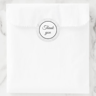 Elegant Damask White Wedding Thank You Simple Classic Round Sticker
