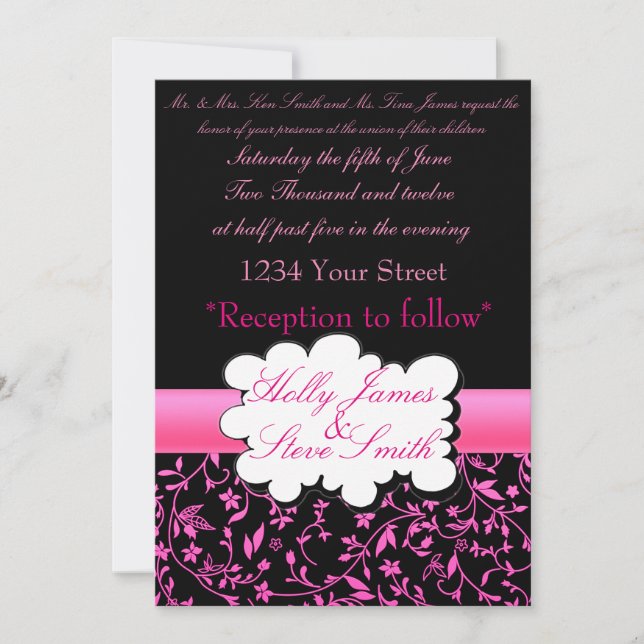Elegant Damasks Wedding Invitation (Front)