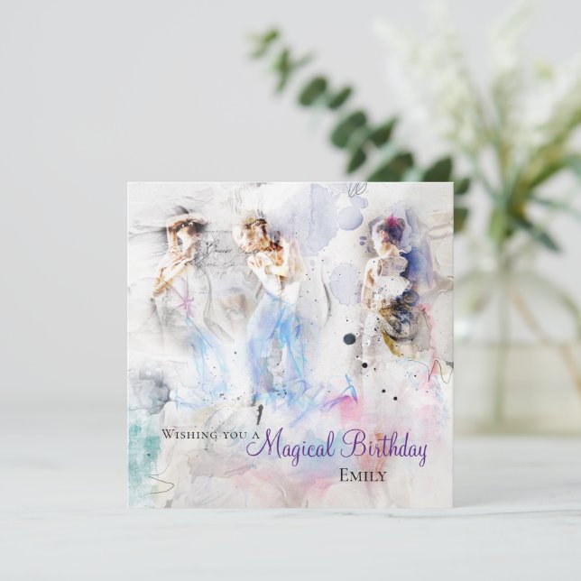 Elegant Dancers Magical Birthday Pastel colours Card (Standing Front)