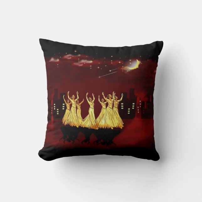 Elegant dancers throw pillow (Front)