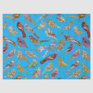 Elegant Dancing Birds on Blue Sky Pattern Tissue Paper