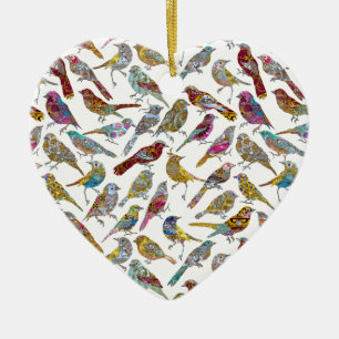 Elegant dancing chic birds ceramic ornament