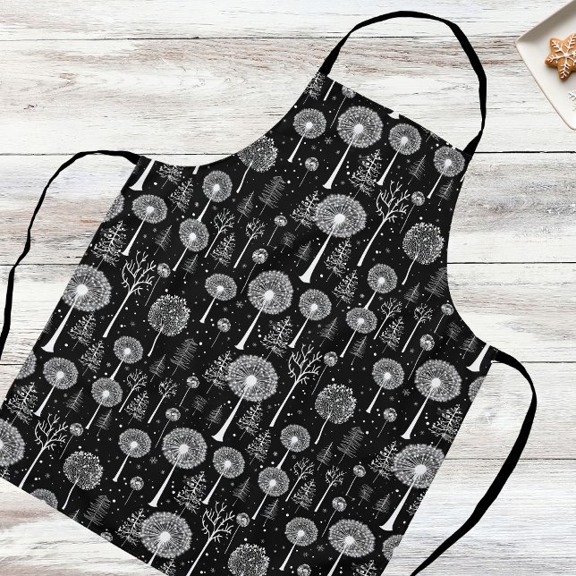 Elegant Dandelion and Christmas Tree Apron (Creator Uploaded)