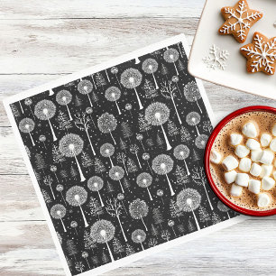 Elegant Dandelion and Christmas Tree Napkin