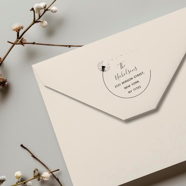Elegant Dandelion Flower Return Address Self-inking Stamp (Creator Uploaded)