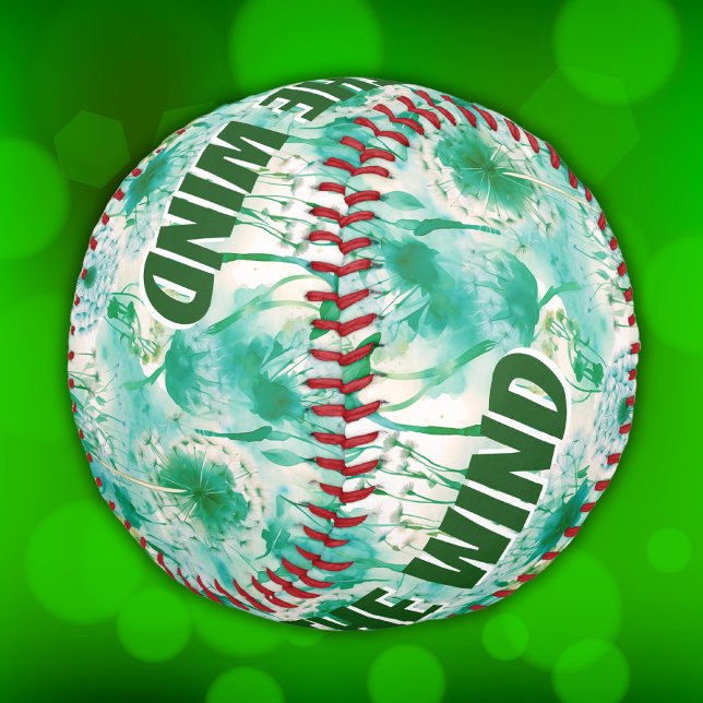 Elegant Dandelion Monogram Green and White | Baseball (Creator Uploaded)