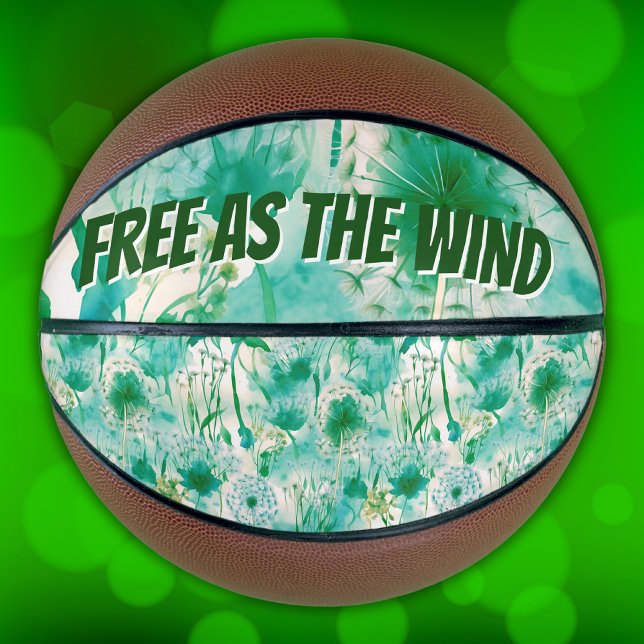 Elegant Dandelion Monogram Green and White | Basketball (Creator Uploaded)