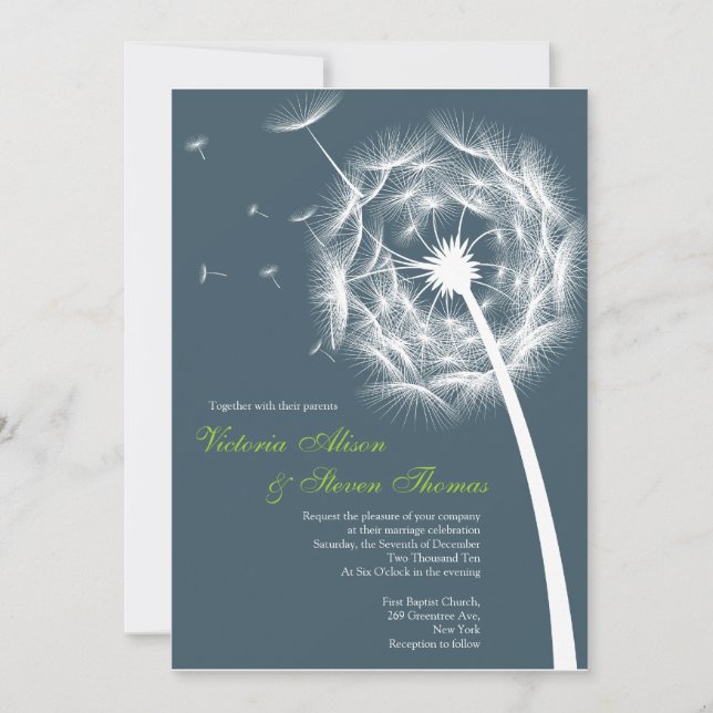 Elegant Dandelion wedding invitation (Front)