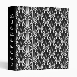 Elegant dark art deco abstract geometric elements binder