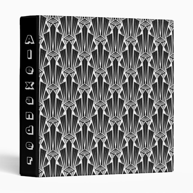 Elegant dark art deco abstract geometric elements binder (Front/Spine)