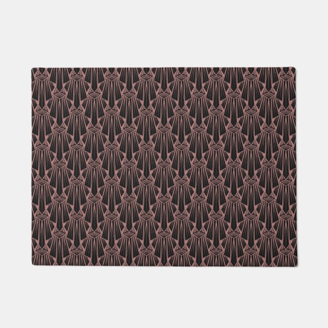 Elegant dark art deco abstract geometric elements doormat (Front)