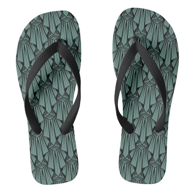 Elegant dark art deco abstract geometric elements  flip flops (Footbed)