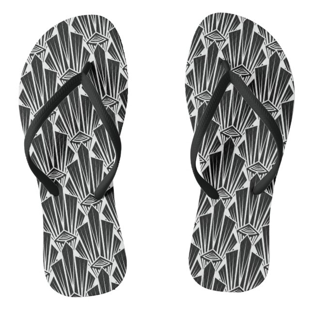 Elegant dark art deco abstract geometric elements flip flops (Footbed)