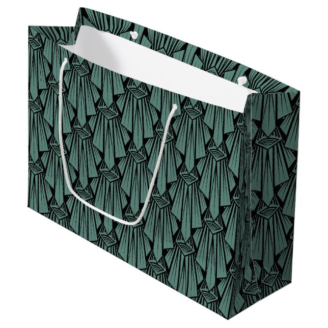 Elegant dark art deco abstract geometric elements  large gift bag (Front Angled)