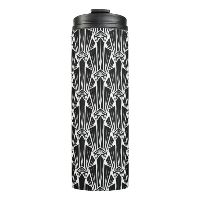 Elegant dark art deco abstract geometric elements thermal tumbler (Front)
