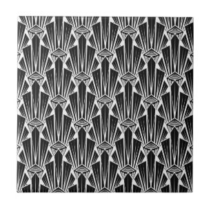 Elegant dark art deco abstract geometric elements tile