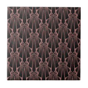 Elegant dark art deco abstract geometric elements tile