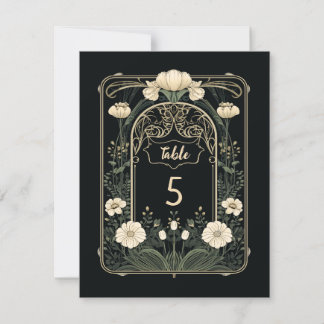 Elegant Dark Art Nouveau Floral Table Number Sign