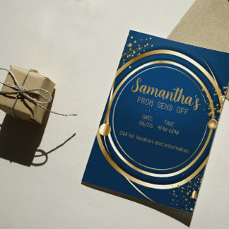 Elegant Dark Blue and Gold Prom Invitation Flyer