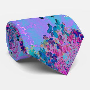 Elegant Dark Blue and Magenta Limelight Hydrangea Tie