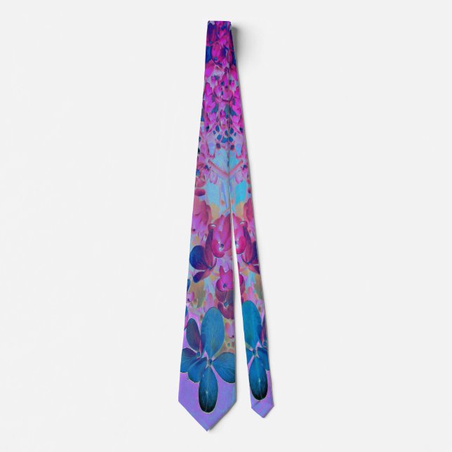 Elegant Dark Blue and Magenta Limelight Hydrangea Tie (Front)