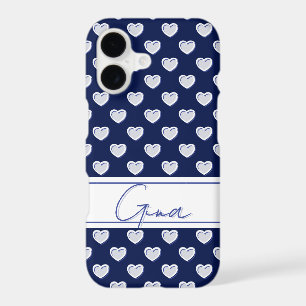 Elegant Dark Blue And Stylish Hearts Pattern 