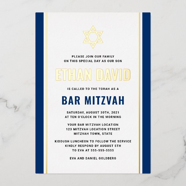 Elegant dark blue bar mitzvah Star of David real (Front)