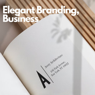 Elegant Dark Blue Branding Return Address Rubber Stamp