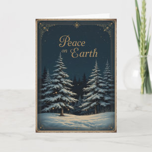 Elegant dark blue Christmas and glowing Peace  Card