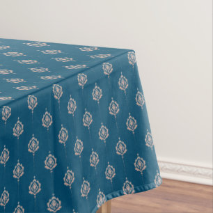 Elegant Dark Blue Damask Pattern Tablecloth