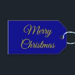 Elegant Dark Blue & Gold Gift Tags<br><div class="desc">This elegant gift tag is here to help you with your gift-giving efforts.  You don't like the colours?  No problem.  You can change the background,  the message,  and how the letters appear.  Merry Christmas. By Sharon Lee Hudson.</div>