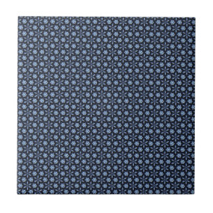 Elegant Dark Blue Ornate Pattern Tile