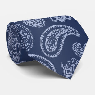 Elegant dark blue paisley pattern tie