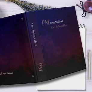 Elegant Dark Blue Purple Black Monogrammed Binder