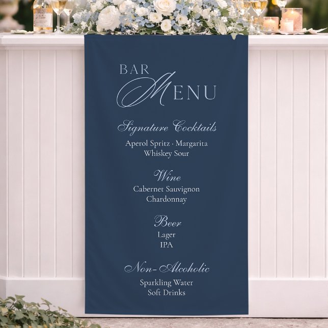Elegant Dark Blue Signature Cocktails Drink Menu Banner (Creator Uploaded)