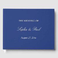 Elegant Dark Blue Wedding Guest Book