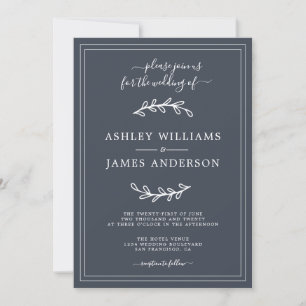 Elegant Dark Blue Wedding invitation