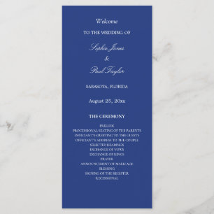 Elegant Dark Blue Wedding Program