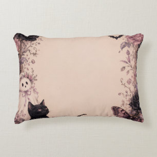 Elegant Dark Botanical Halloween Party Accent Pillow