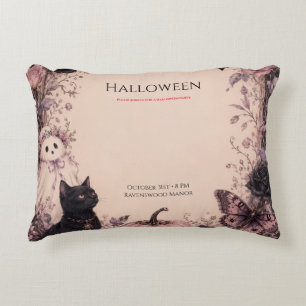 Elegant Dark Botanical Halloween Party Accent Pillow