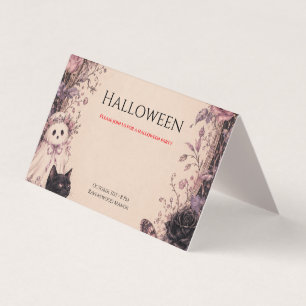 Elegant Dark Botanical Halloween Party Business Card
