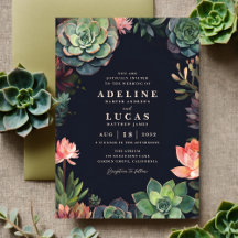 Elegant Dark Botanical Succulent Plant Wedding
