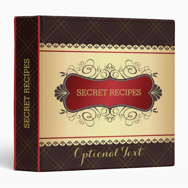 Elegant Dark Brown & Gold Recipe Binder (Front/Spine)