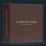 Elegant Dark Brown Leather Look Personalized Binder<br><div class="desc">Simple clean and elegant design of a dark brown leather texture with fully customizable text in faux gold colour classic font.
The spine has a dark overlay.Totally removable.
Masculine and elegant,  Available on many products.
For help or custom request,  please contact me at citronelladesign@gmail.com</div>