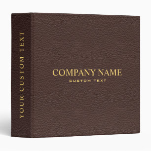 Elegant Dark Brown Leather Look Personalized Binder