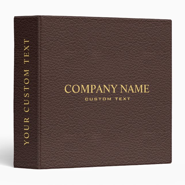 Elegant Dark Brown Leather Look Personalized Binder (Front/Spine)