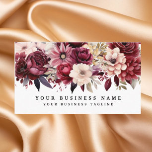 Elegant dark Burgundy Flowers Business Cards