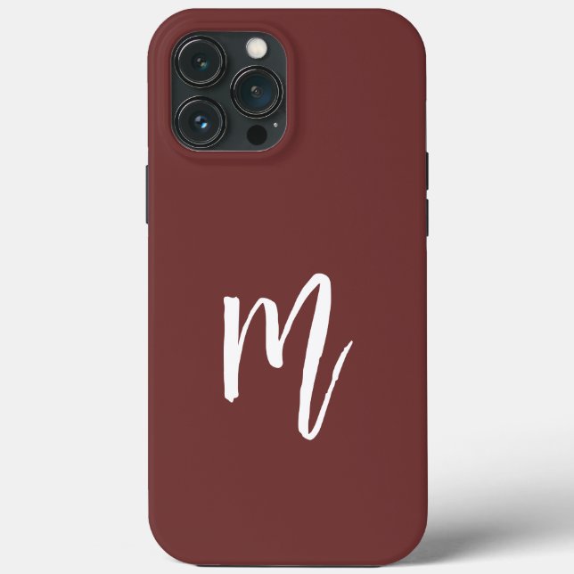 Elegant dark burgundy Monogram Calligraphy simple Case-Mate iPhone Case (Back)