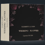 Elegant Dark Burgundy Roses Black Binder<br><div class="desc">Red roses on black background.</div>