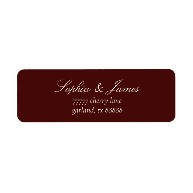 Elegant Dark Burgundy Wedding Return Address (Front)